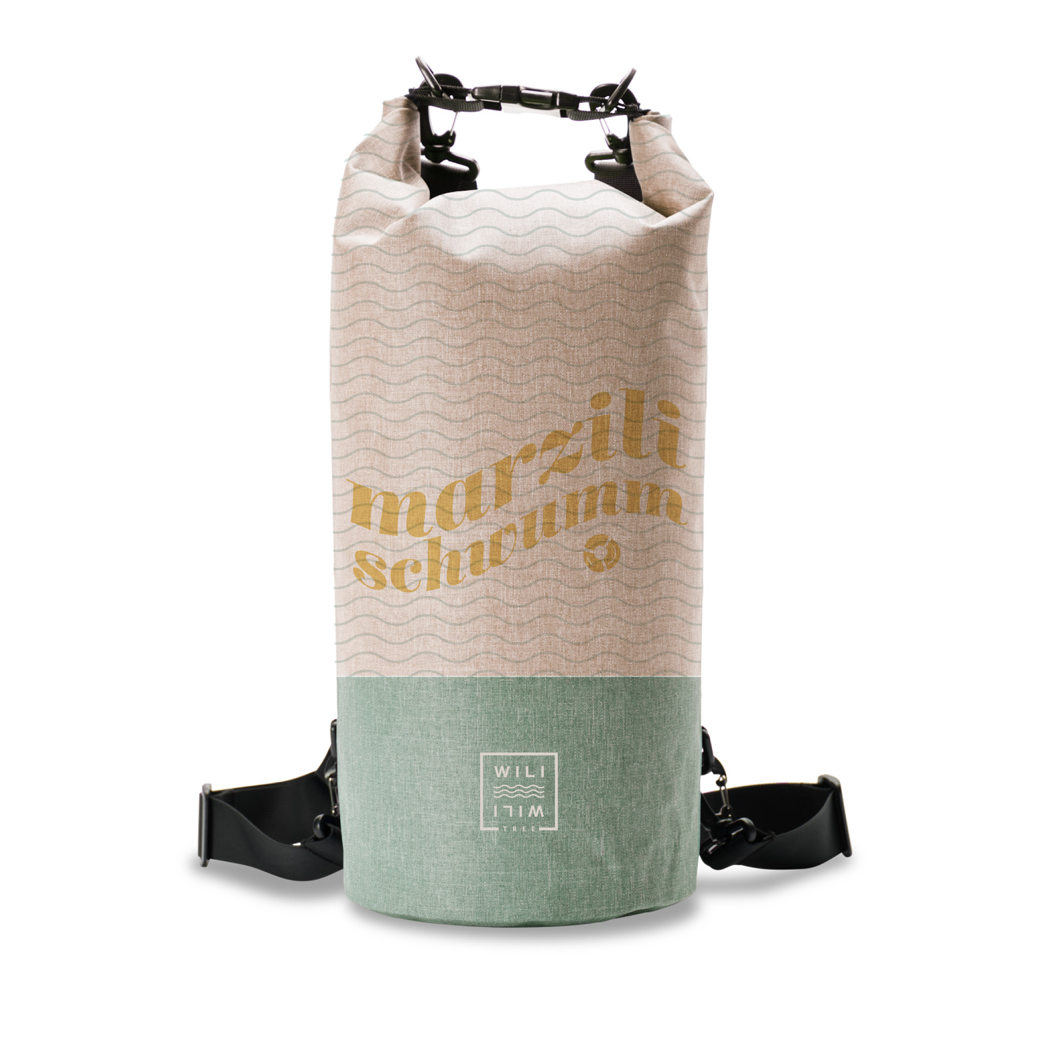 Marzili Schwumm Dry Bag 15L von WILI WILI TREE - Summer Sand Wasabi Lemon Aarebag wasserdicht Schweiz