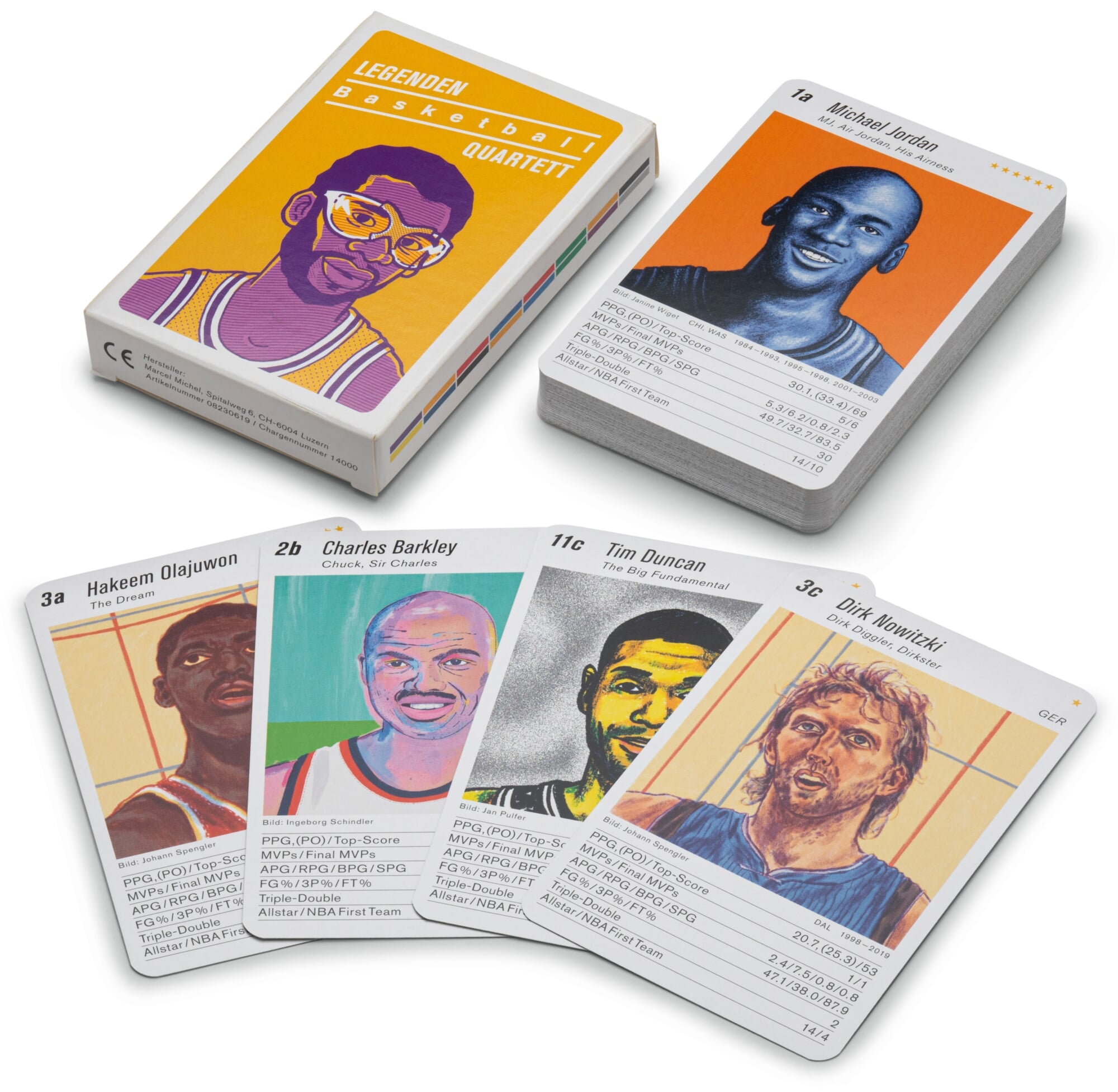 Legendenquartett Tennis - Grand Slam Legenden Kartenspiel handgezeichnet Geschenk