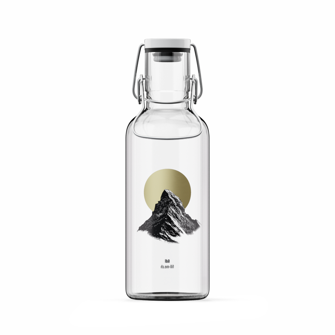 Trinkflasche Matterhorn von Fill Me Bottle - Borosilikatglas Buegelverschluss Schweiz
