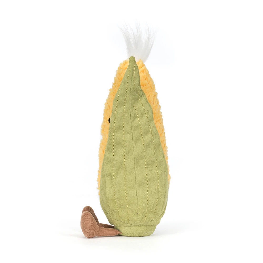 Amuseables Sweetcorn Jellycat – superweicher Plüschmais, seitliche Ansicht