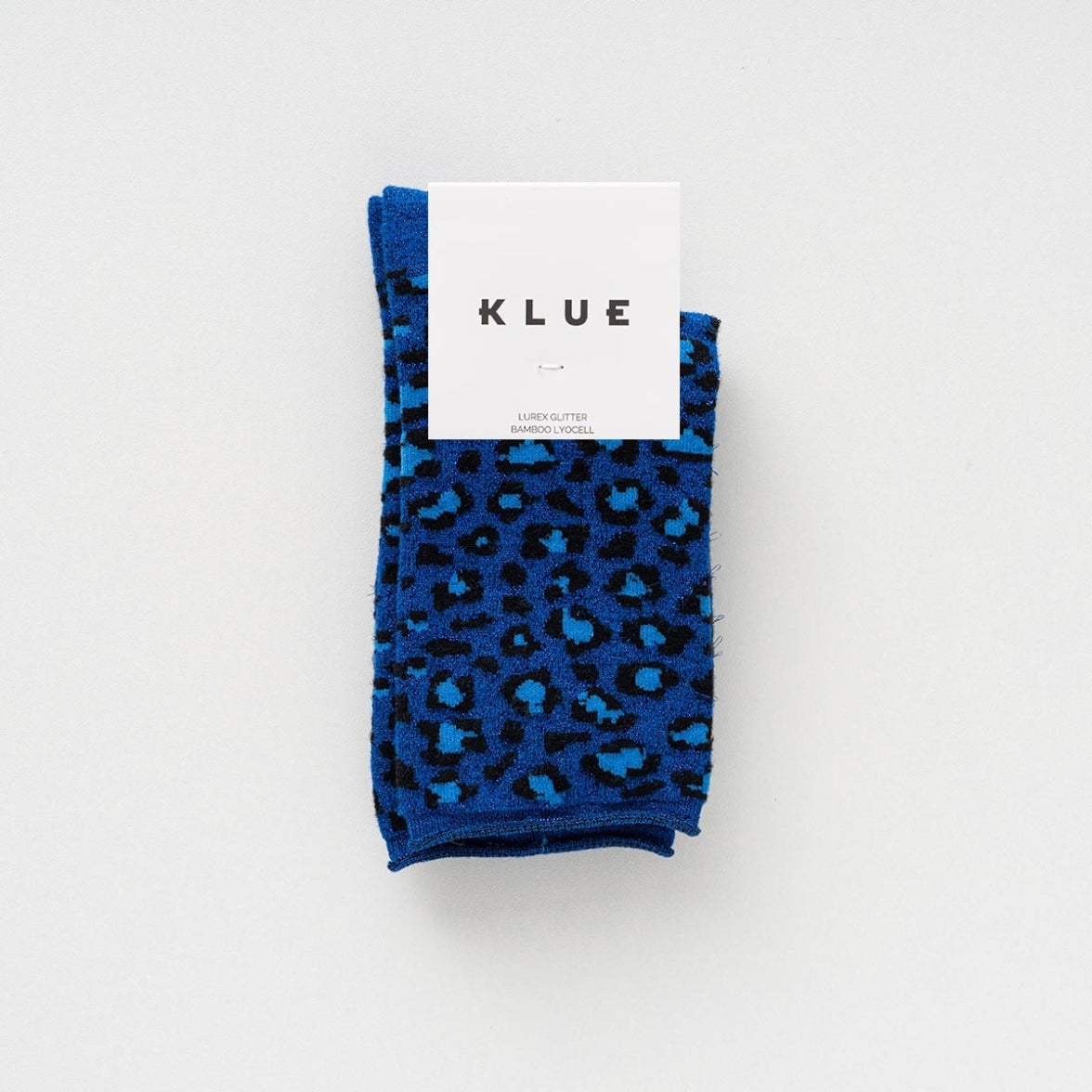 KLUE Leopard Socken Braun – Detailansicht Glitzer-Lurex Muster Bambus-Lyocell