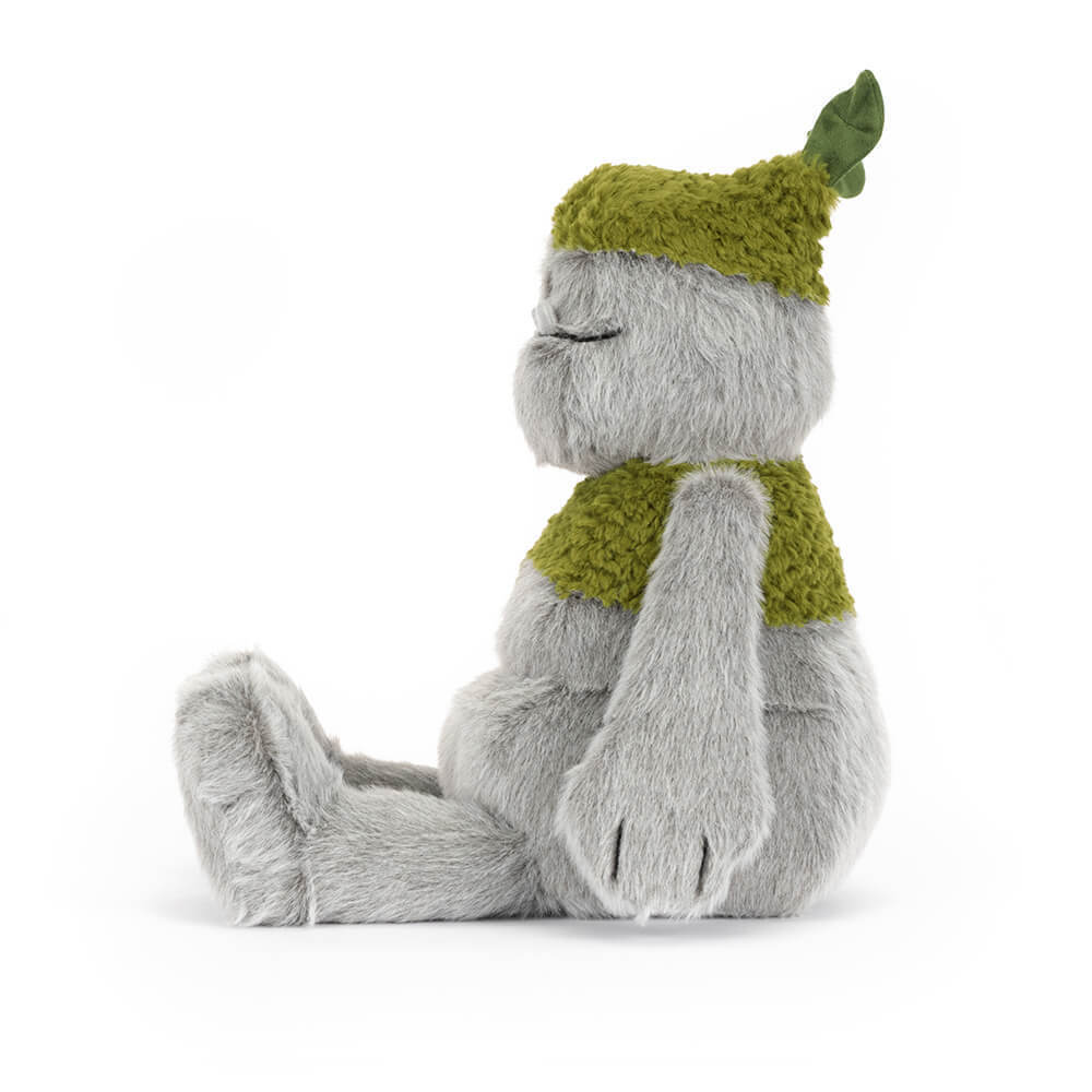 Rockleton Jellycat – Detailansicht moosbedeckter Plüschstein mit Augen