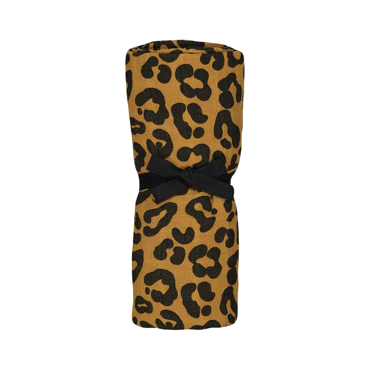 Musselintuch Bianca Leopard Greige von Rose in April – 110×110cm GOTS Bio-Baumwolle