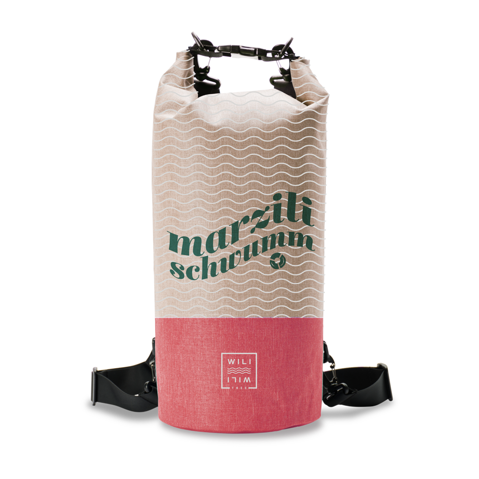 Marzili Schwumm Dry Bag 7L von WILI WILI TREE – Frontansicht Aarebag Bern Marzili