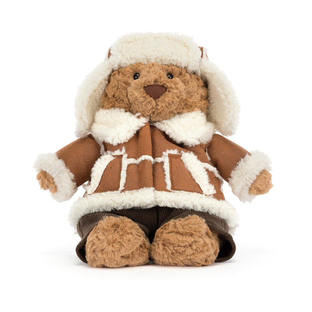 Bartholomew Bear Alpine von Jellycat – Bär im gestrickten Winteroutfit ca. 36 cm, Frontansicht