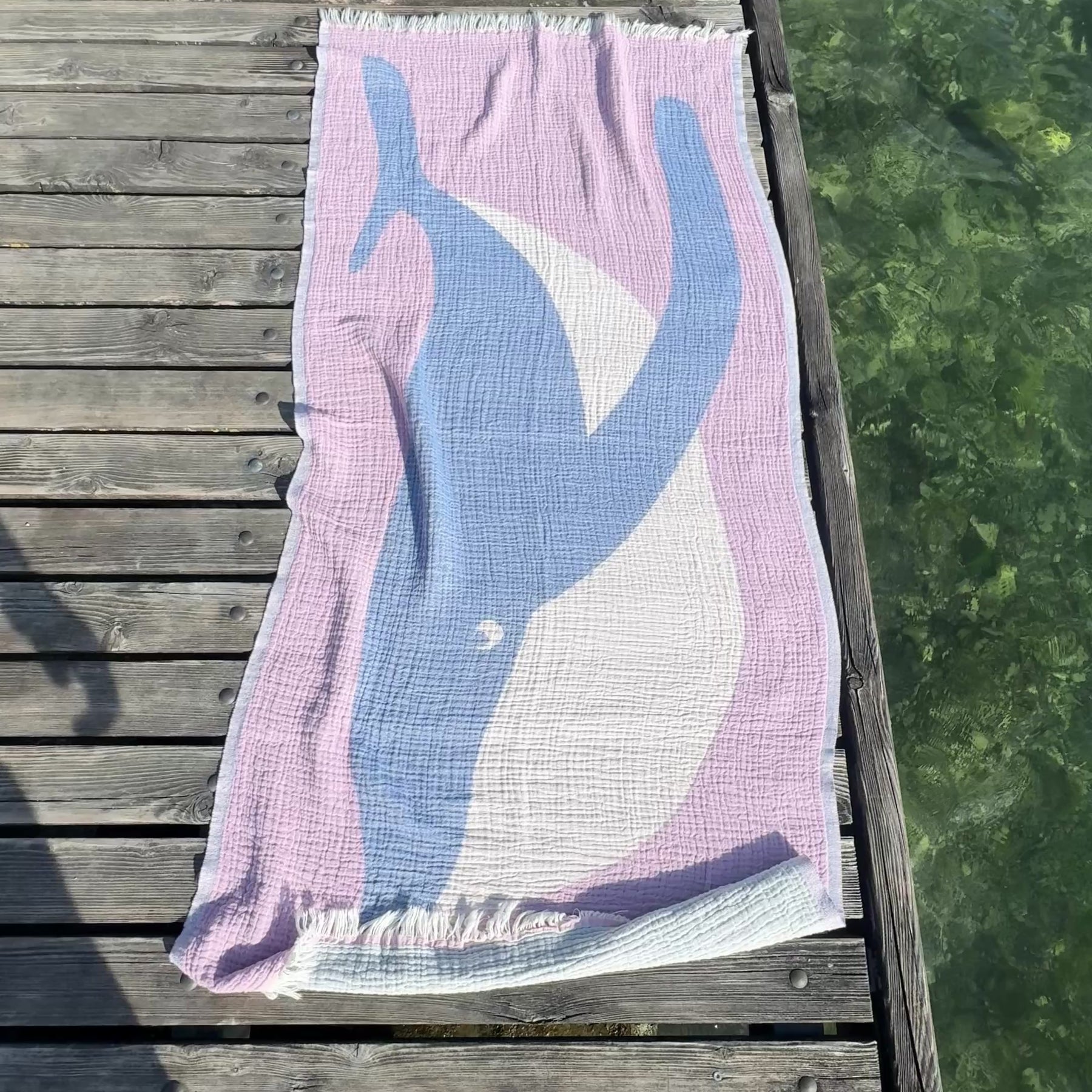 Atelier Agave Wal Badetuch Rosa – leichtes Musselin-Tuch für Badi See und Strand
