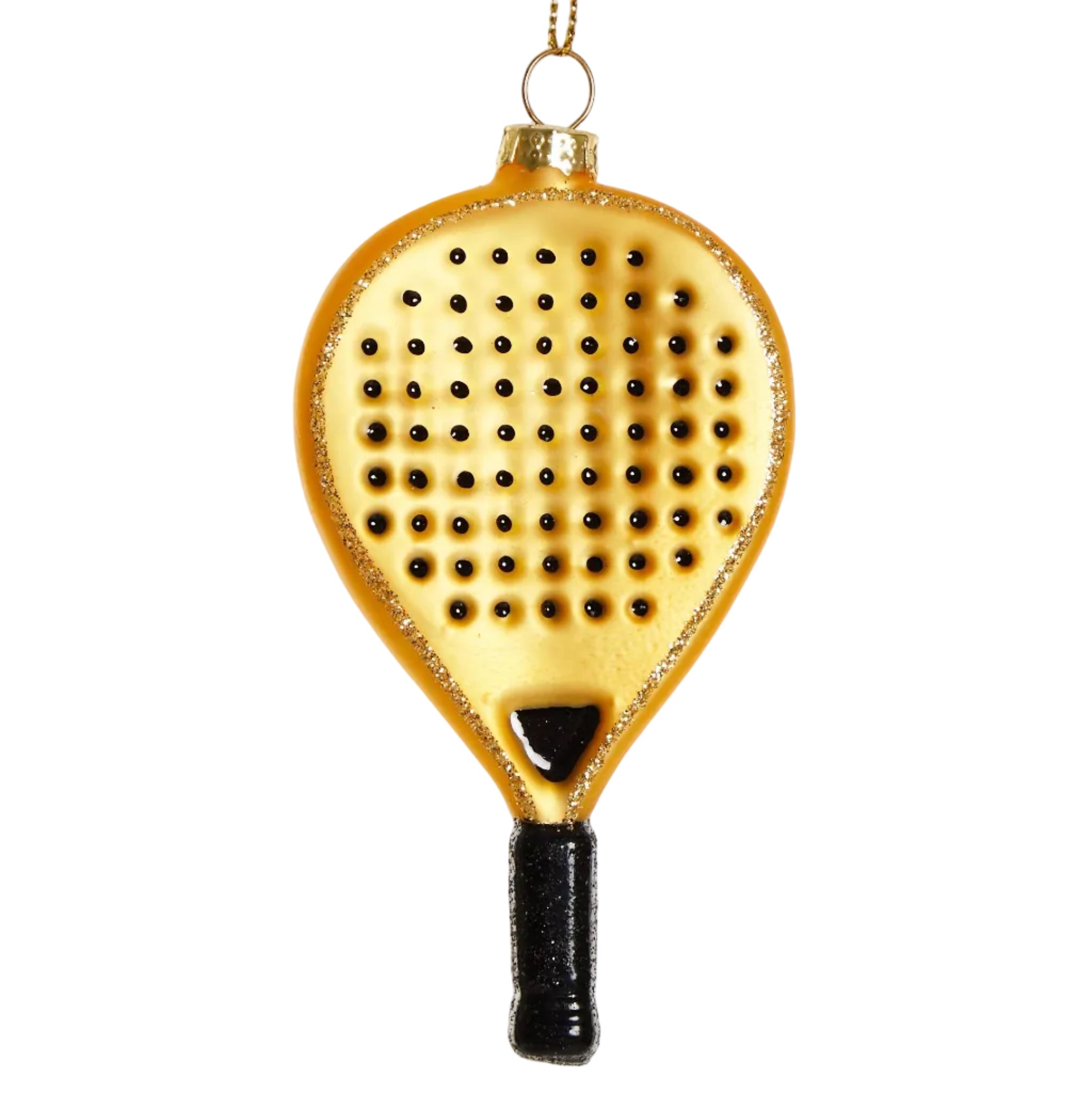 Weihnachtsbaumschmuck Padel-Racket Gold von Yup in de boom – Glasornament gold-schwarz am Christbaum