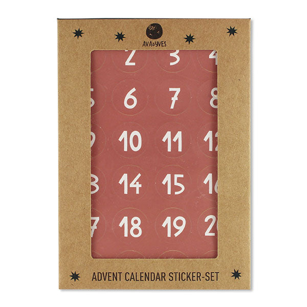 Adventskalender Sticker DIN A6 Altrosa von Ava & Yves – Zahlen 1-24 nachhaltig produziert