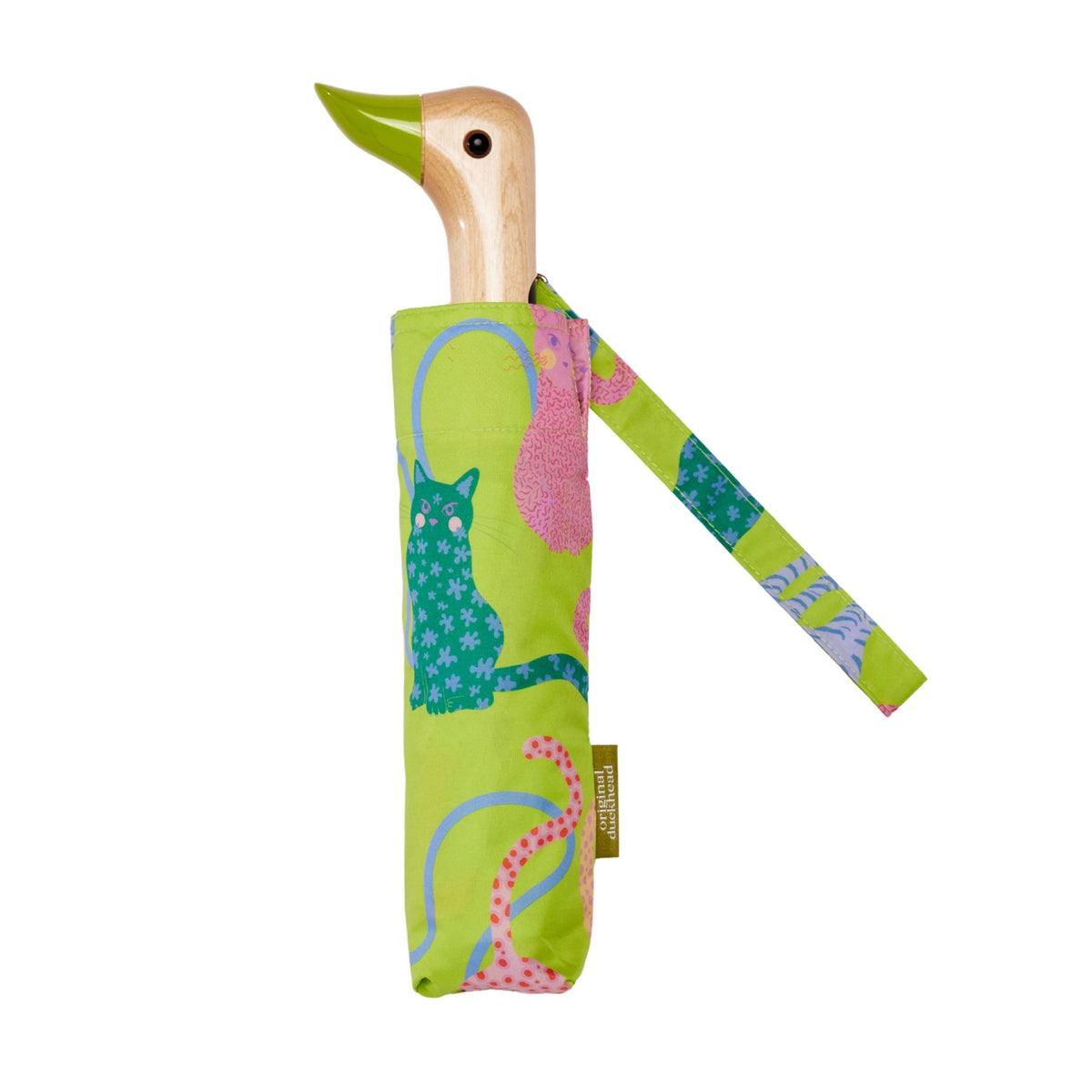 Duckhead Regenschirm Bloom – blauer Blumenprint aufgespannt